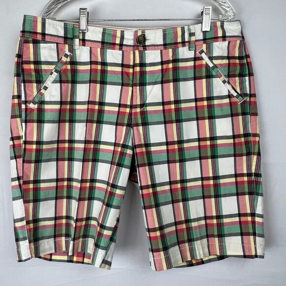 Dockers Womens Multi Plaid Bermuda Shorts Size 14 - Picture 1 of 8